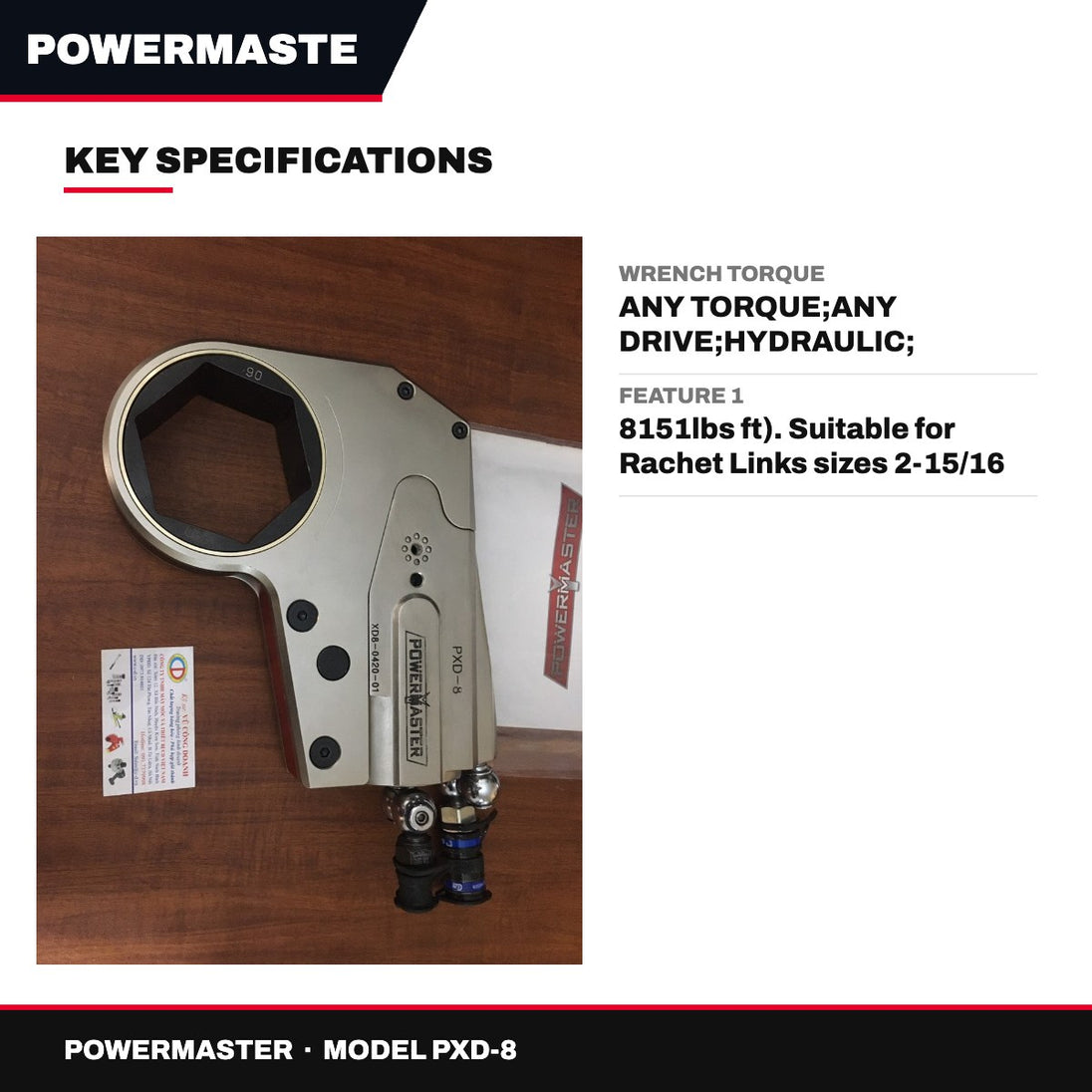 Powermaster PXD-8 – Hydraulic Torque Ratchet Power Head Wrench
