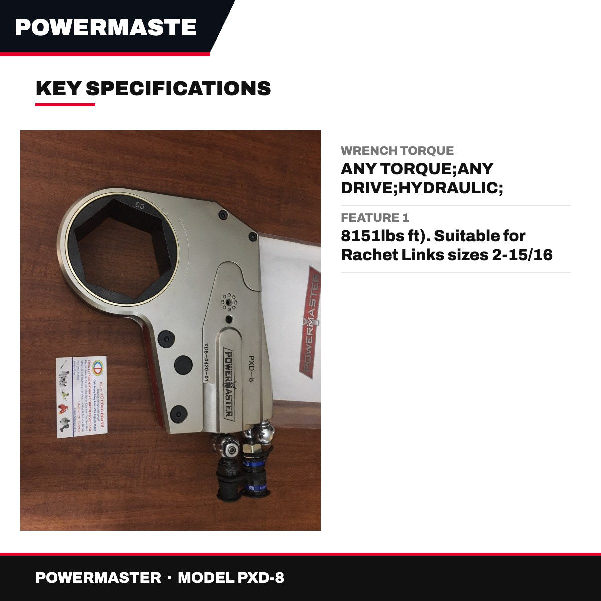 Powermaster PXD-8 – Hydraulic Torque Ratchet Power Head Wrench