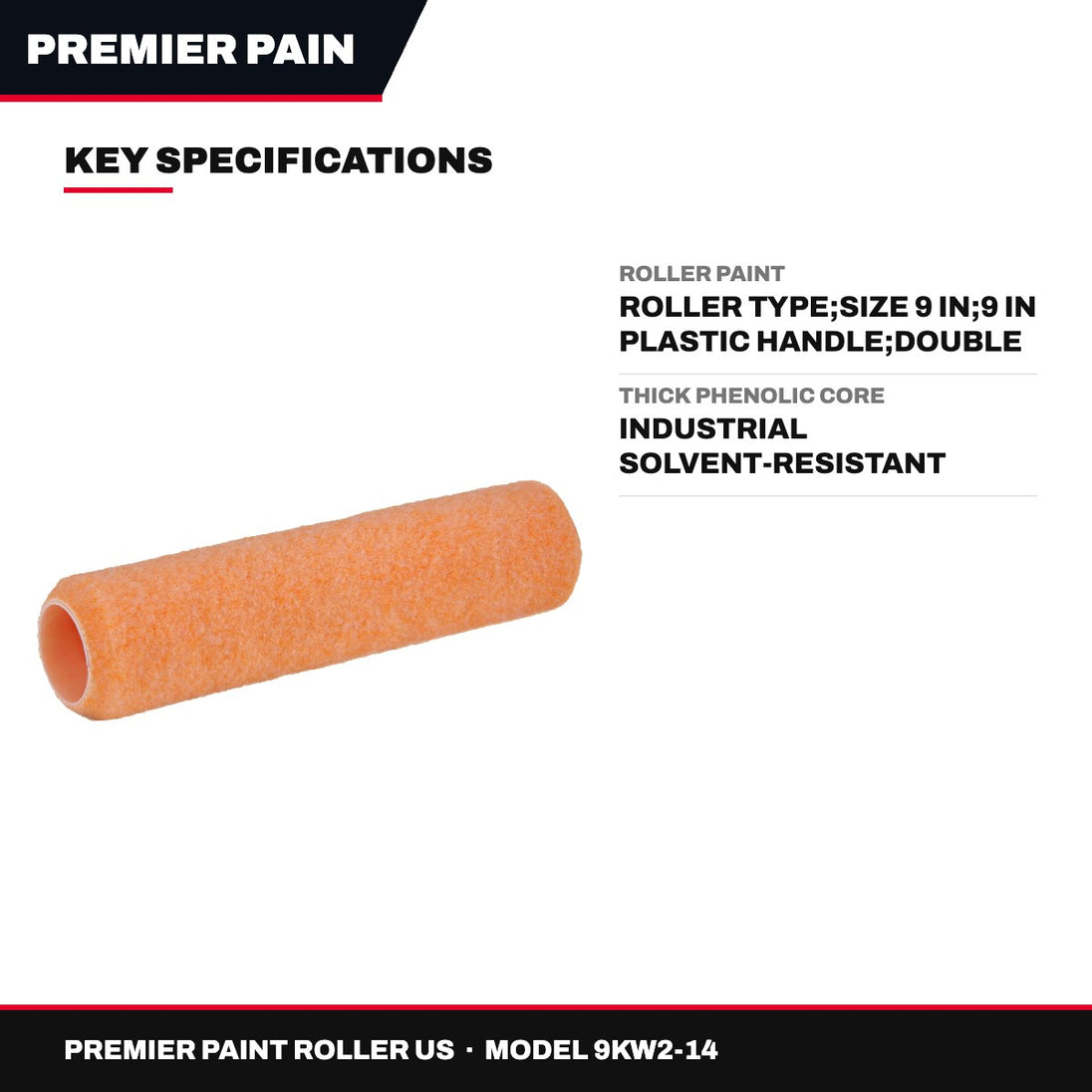 Premier Paint Roller Us 9KW2-14 – Roller Paint – Roller Type, Size 9 In