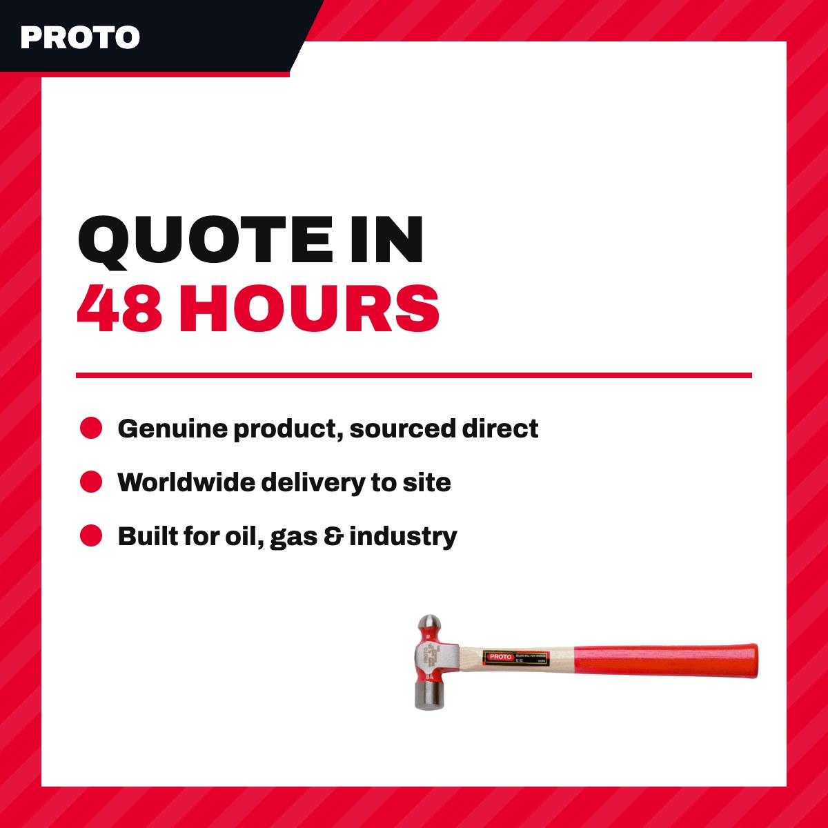 Proto J1308PD – Hammer – Machinists Type, Style Ball Peen