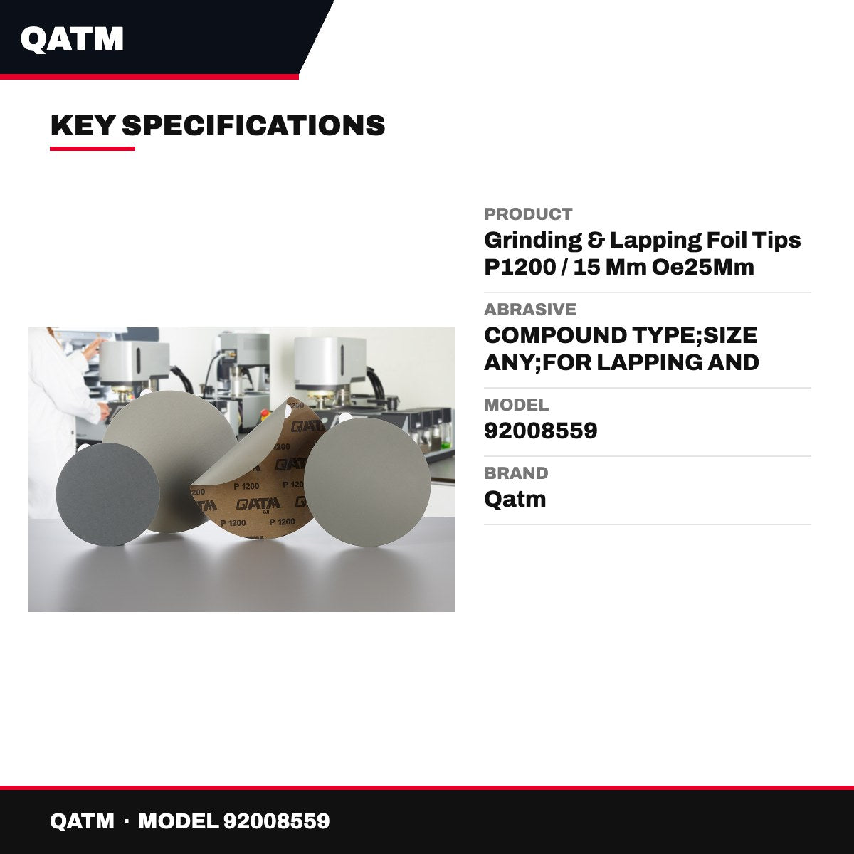 Qatm 92008559 – Grinding & Lapping Foil Tips P1200 / 15 Mm Oe25Mm