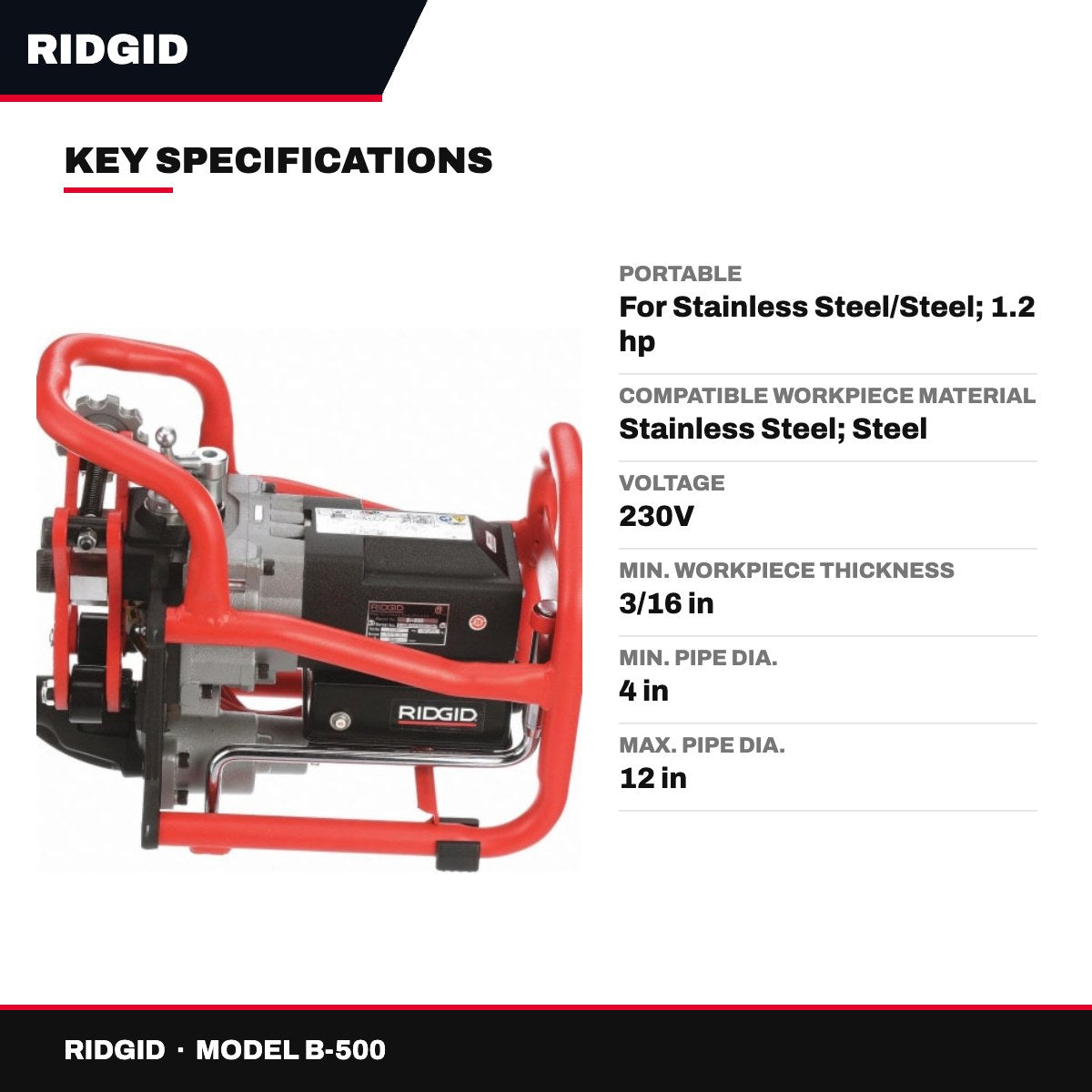 RIDGID B-500 – Corded Beveler For Pipe