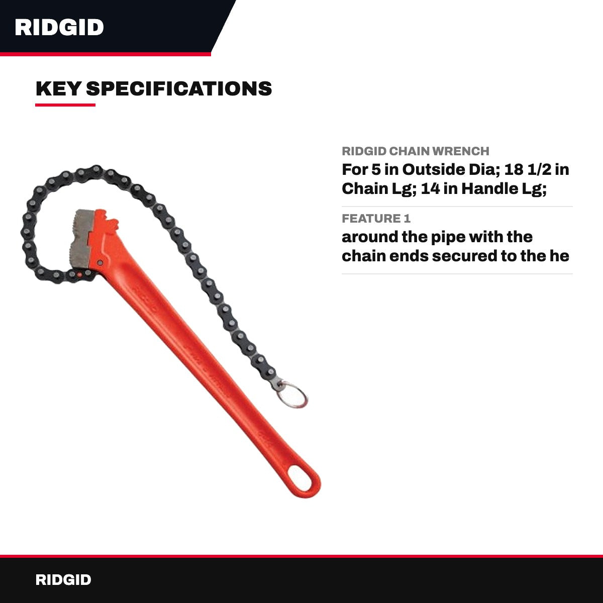RIDGID Chain Wrench for 5" OD Pipe