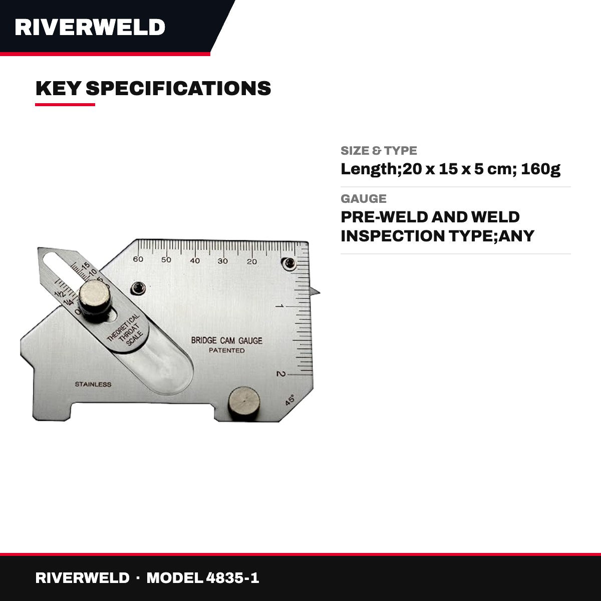 Riverweld 4835-1 – Bridge Cam Gage Welding Inspection Gauge