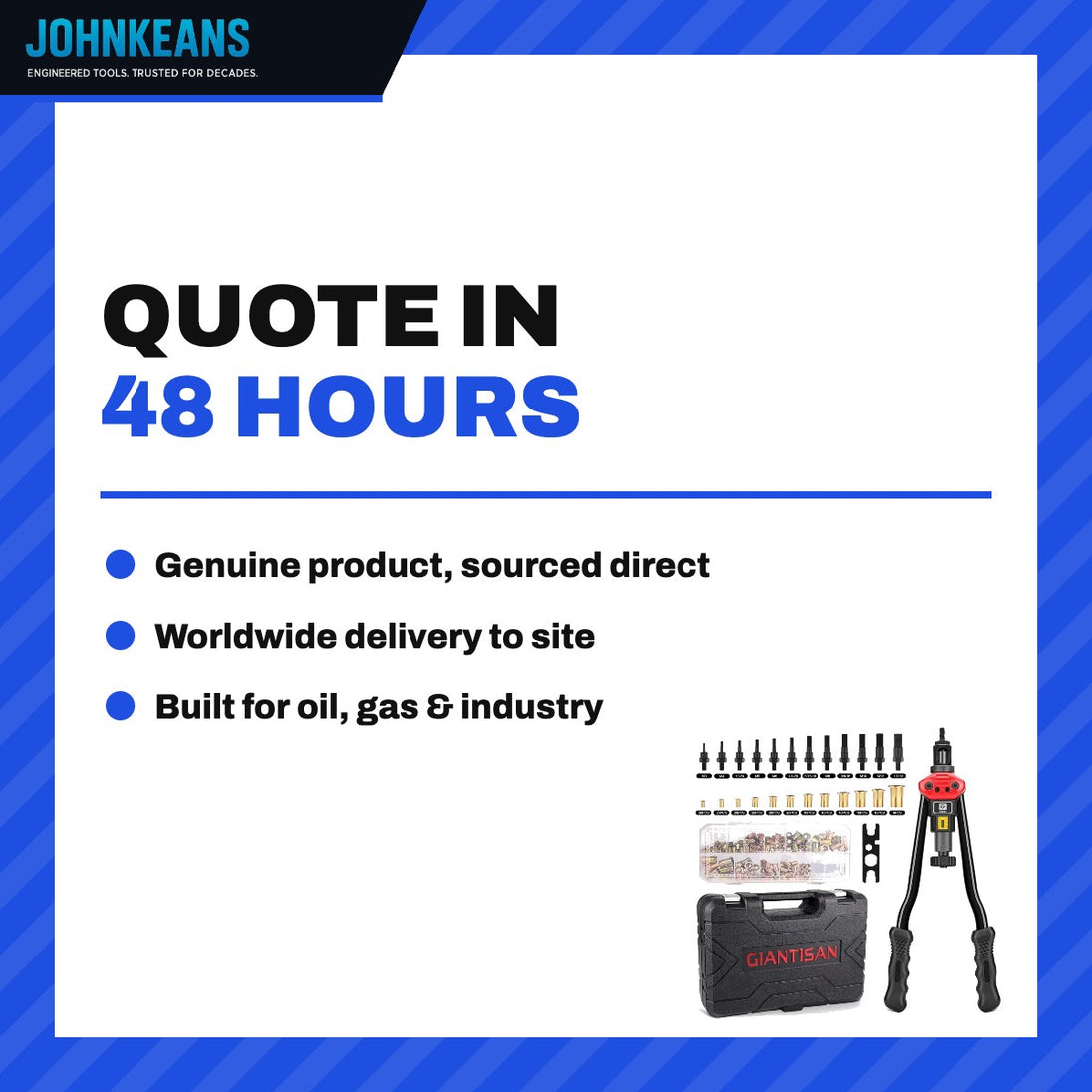 Johnkeans JK-FA-2005 – Manual Rivet Nut Gun Kit, Metric & SAE Mandrels