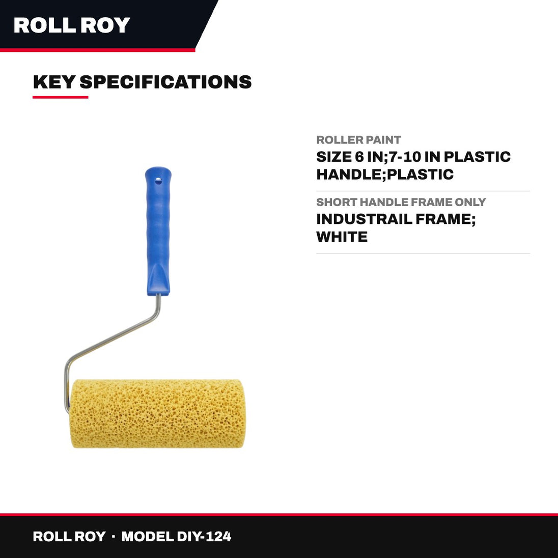 Roll Roy DIY-124 – Roller Paint – Size 6 In, 7-10 In Plastic Handle