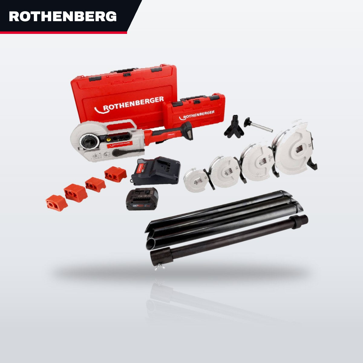 Rothenberger ROBEND – Battery-Operated Bending Machine For Bending Various Tubes. Tool-Free Presetting Of The Bending Angle Automati