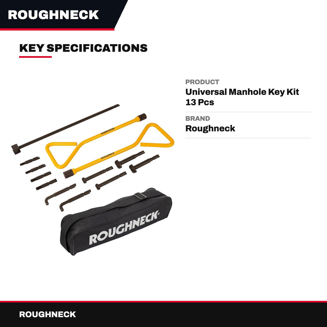 Roughneck Universal Manhole Key Kit 13 Pcs