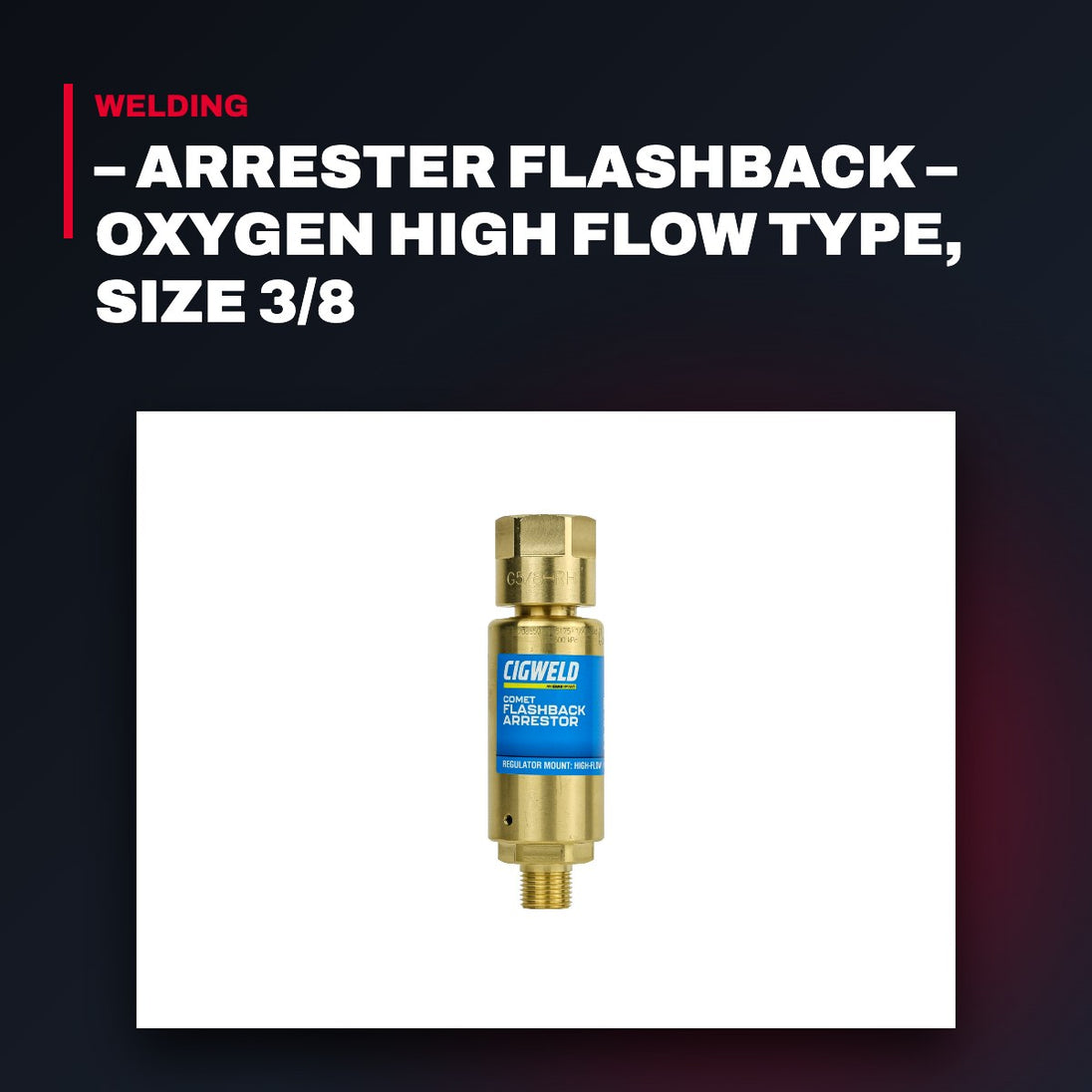 Sab Welding And Cutting Products Nl – Arrester Flashback – Oxygen High Flow Type, Size 3/8