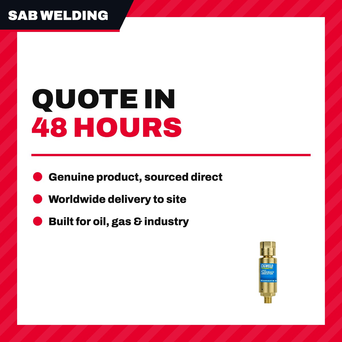 Sab Welding And Cutting Products Nl – Arrester Flashback – Oxygen High Flow Type, Size 3/8