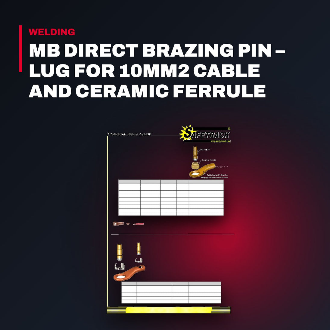 Safetrack 10381 – Mb Direct Brazing Pin – Lug For 10Mm2 Cable And Ceramic Ferrule