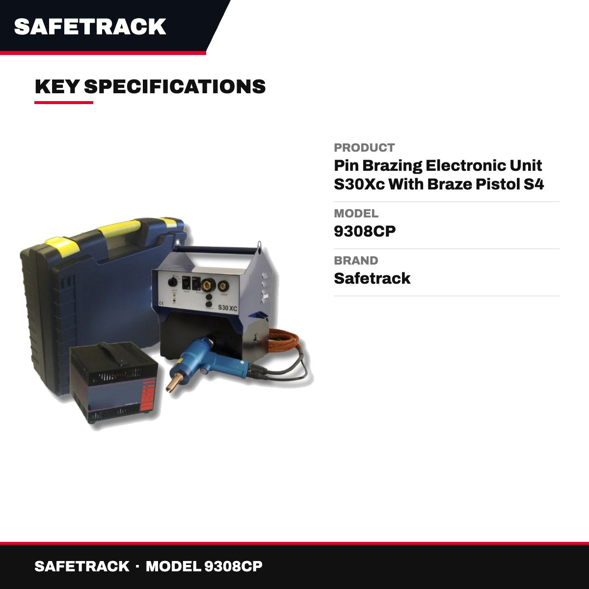 Safetrack 9308CP – Pin Brazing Electronic Unit S30Xc With Braze Pistol S4 Gun – Battery Case, Battery 36V Dc