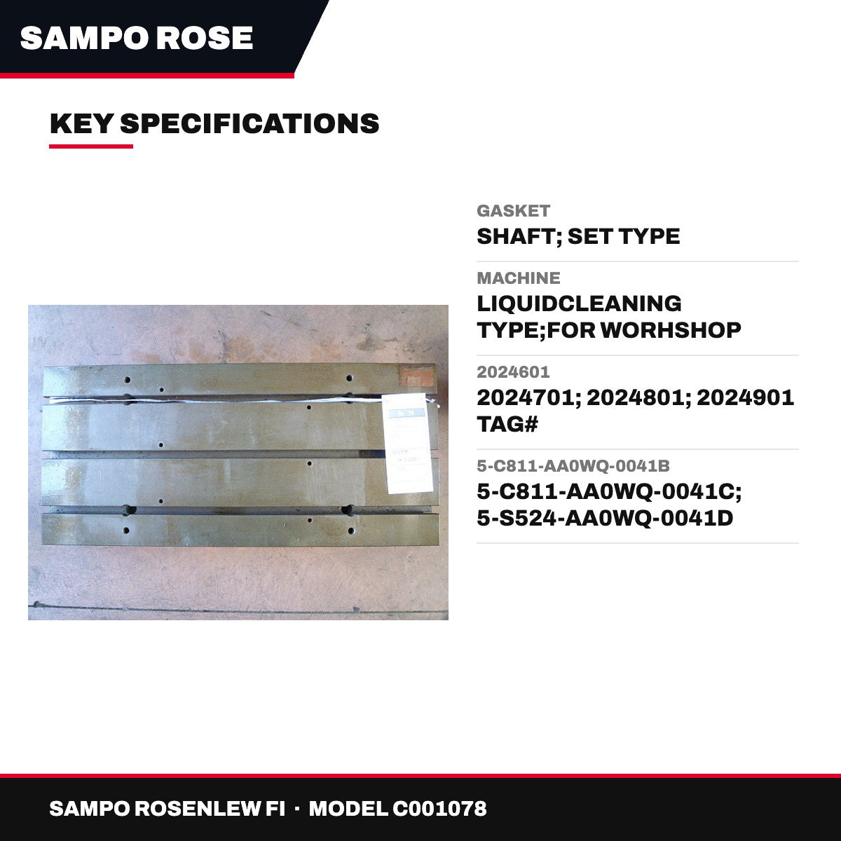 Sampo Rosenlew Fi C001078 – Gasket – Shaft, Set Type