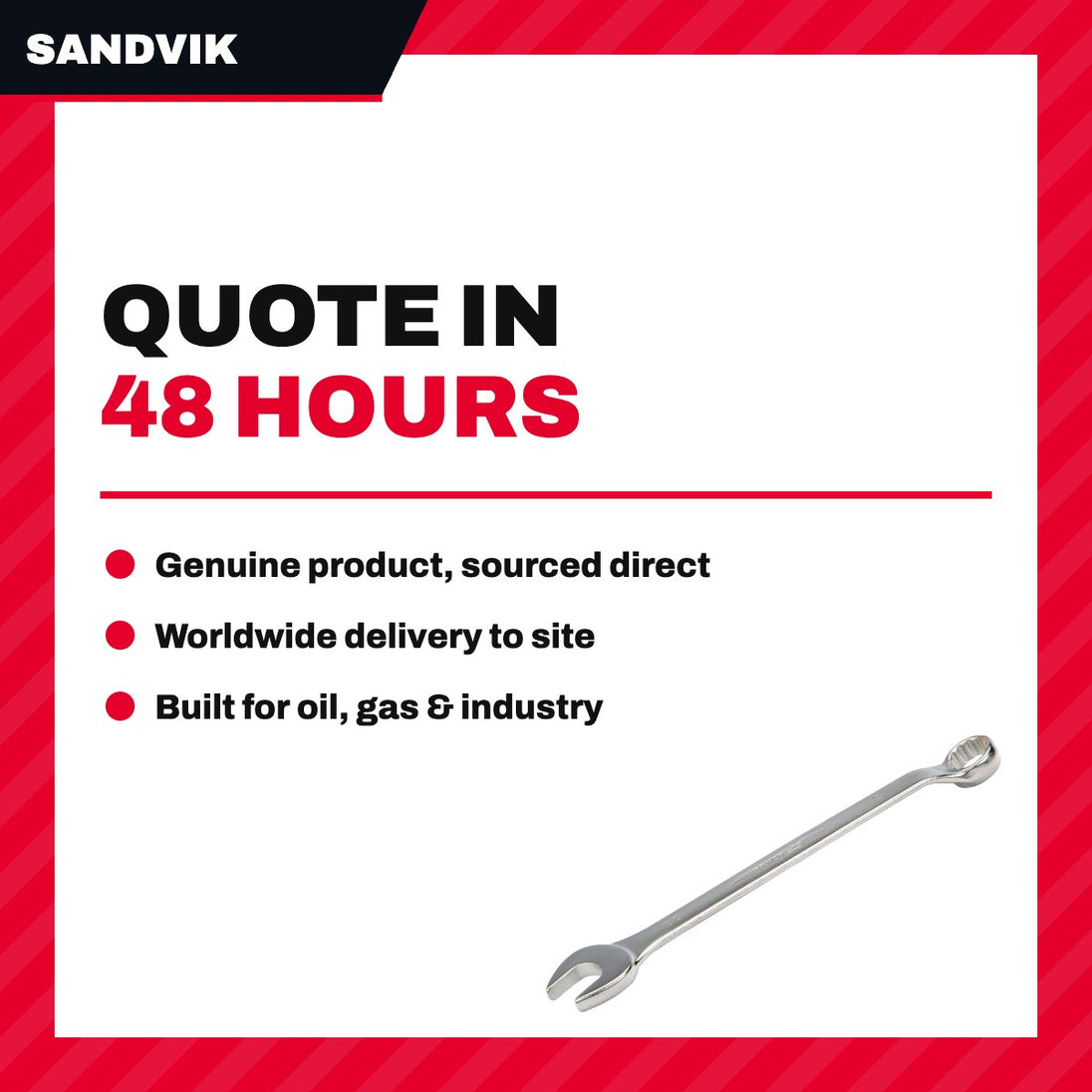 Sandvik 1952M – Wrench Box & Open End – 10-15 Deg Offset Type, 24 Mm Opening
