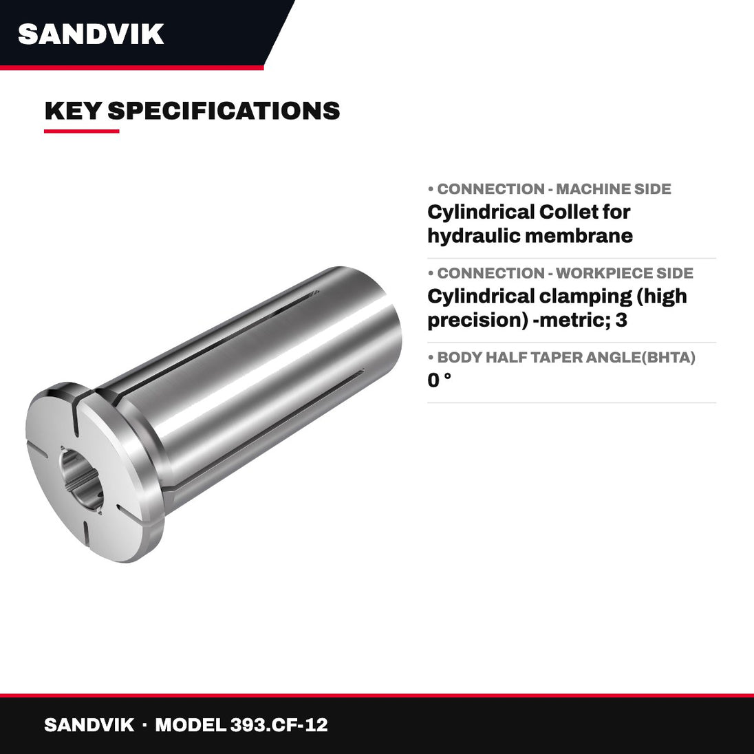 Sandvik 393.CF-12 – Cylindrical Sleeve For Hydraulic Membrane Chucks