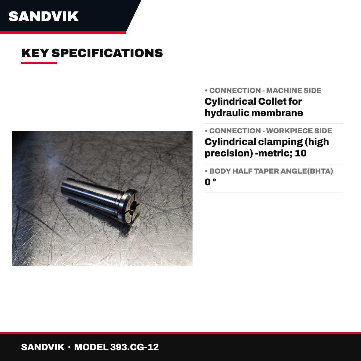 Sandvik 393.CG-12 – Cylindrical Sleeve For Hydraulic Membrane Chucks