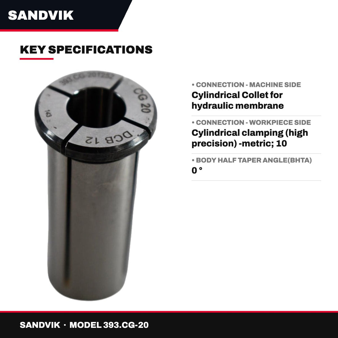 Sandvik 393.CG-20 – Cylindrical Sleeve For Hydraulic Membrane Chucks