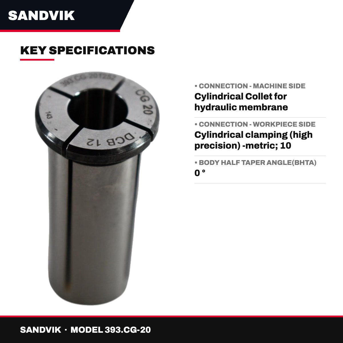 Sandvik 393.CG-20 – Cylindrical Sleeve For Hydraulic Membrane Chucks
