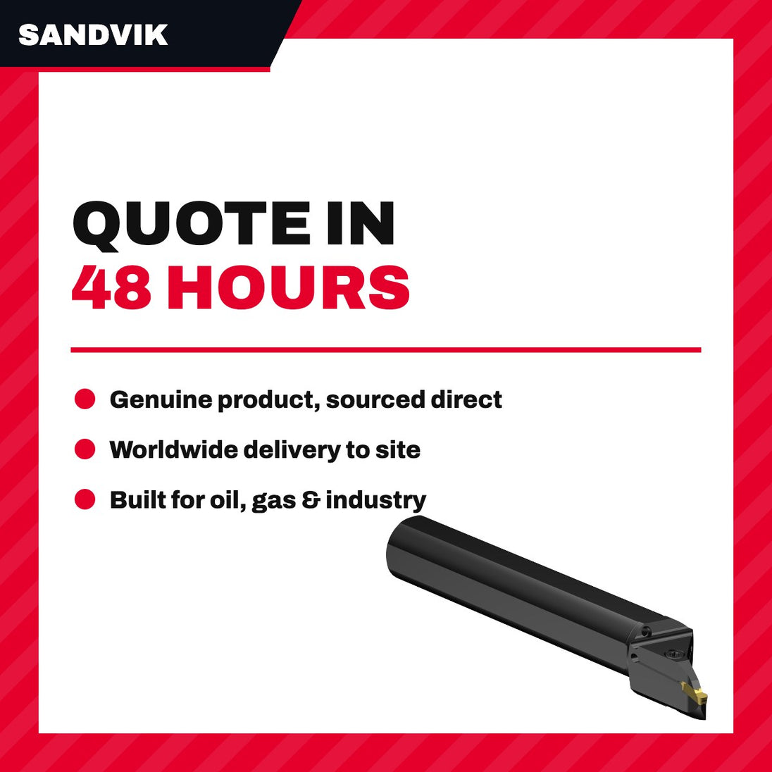 Sandvik – Cranked Knife Bit Tool, 20 mm X 20 mm X 125 mm Shank