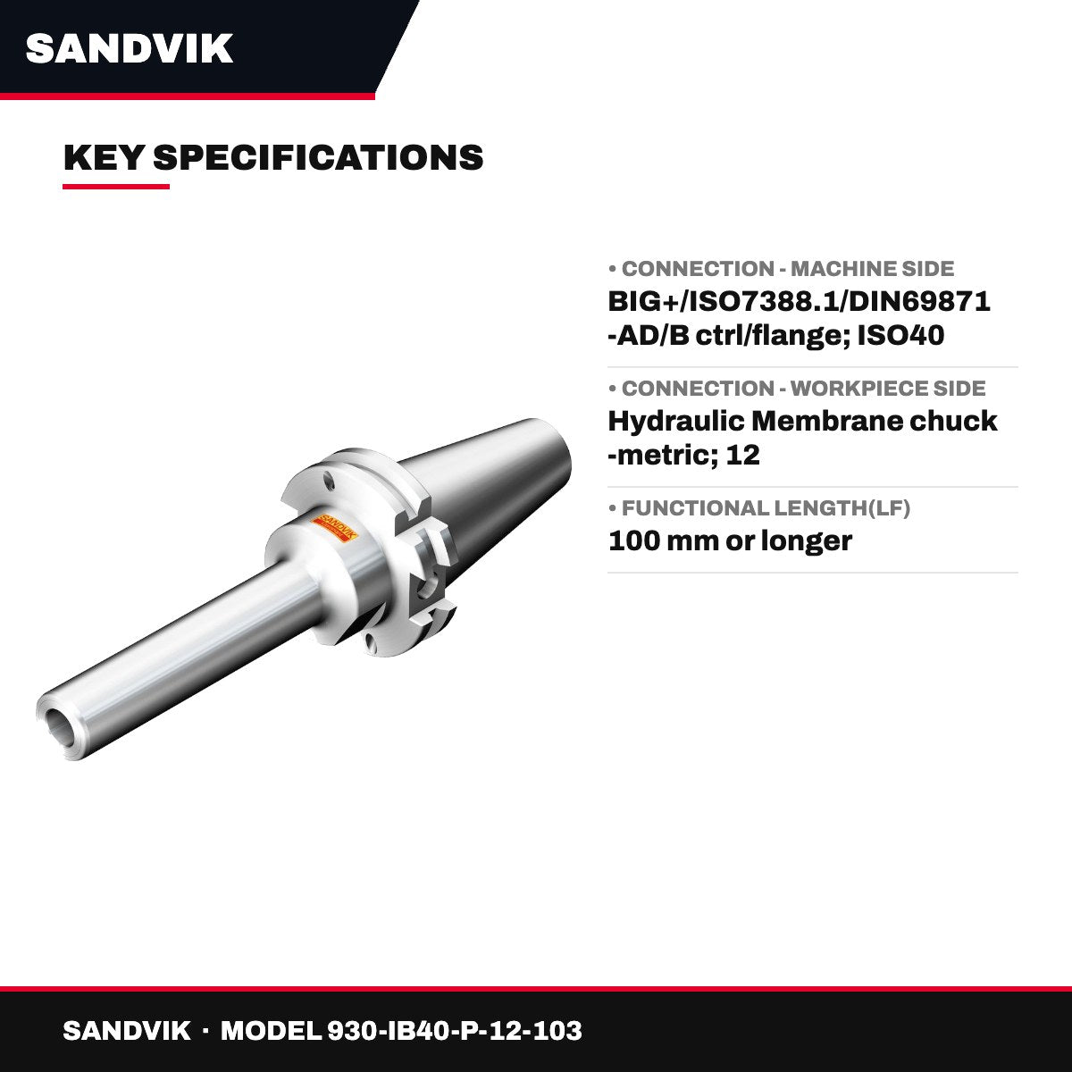 Sandvik 930-IB40-P-12-103 – Big-Plus Iso To Corochuck® 930