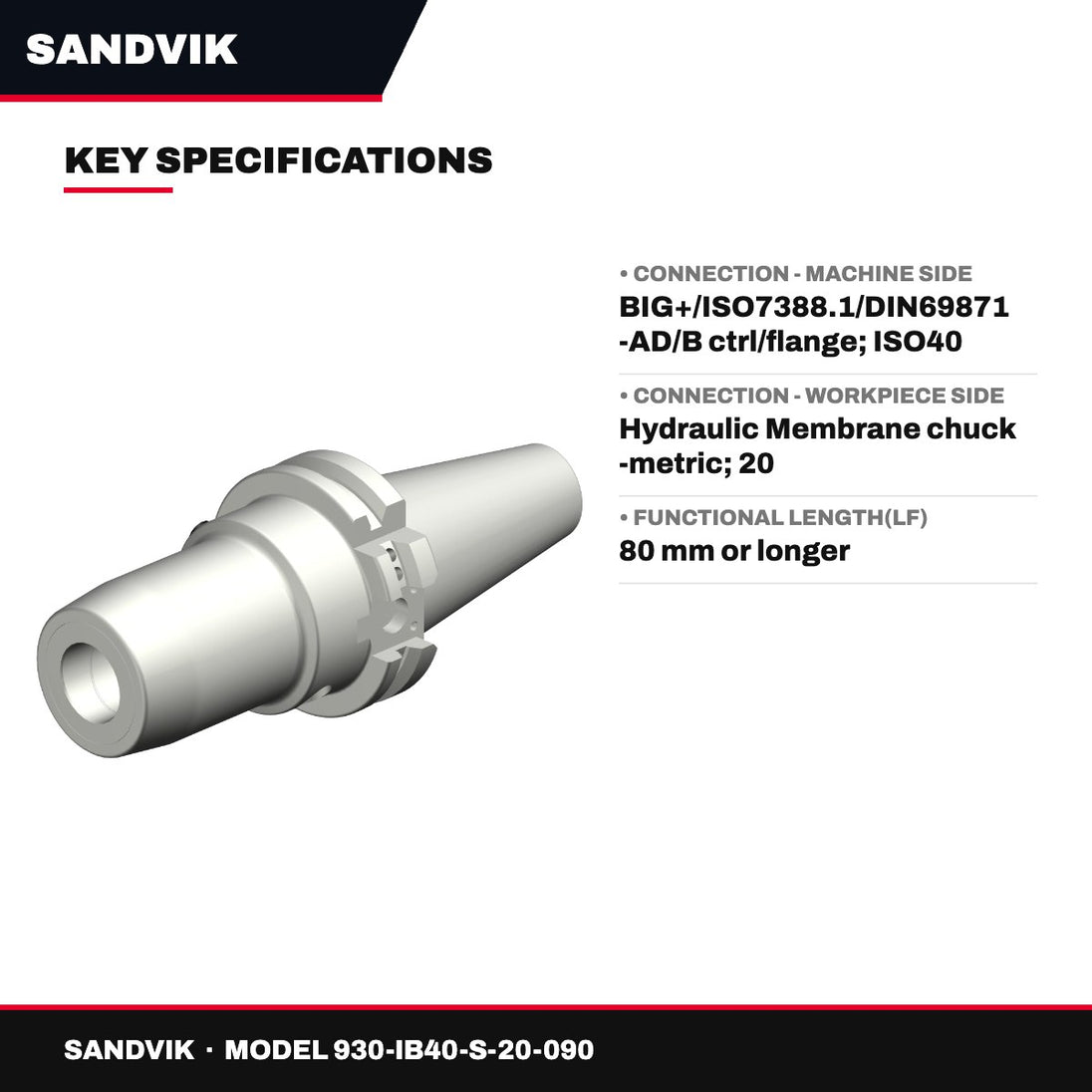 Sandvik 930-IB40-S-20-090 – Big-Plus Iso To Corochuck® 930