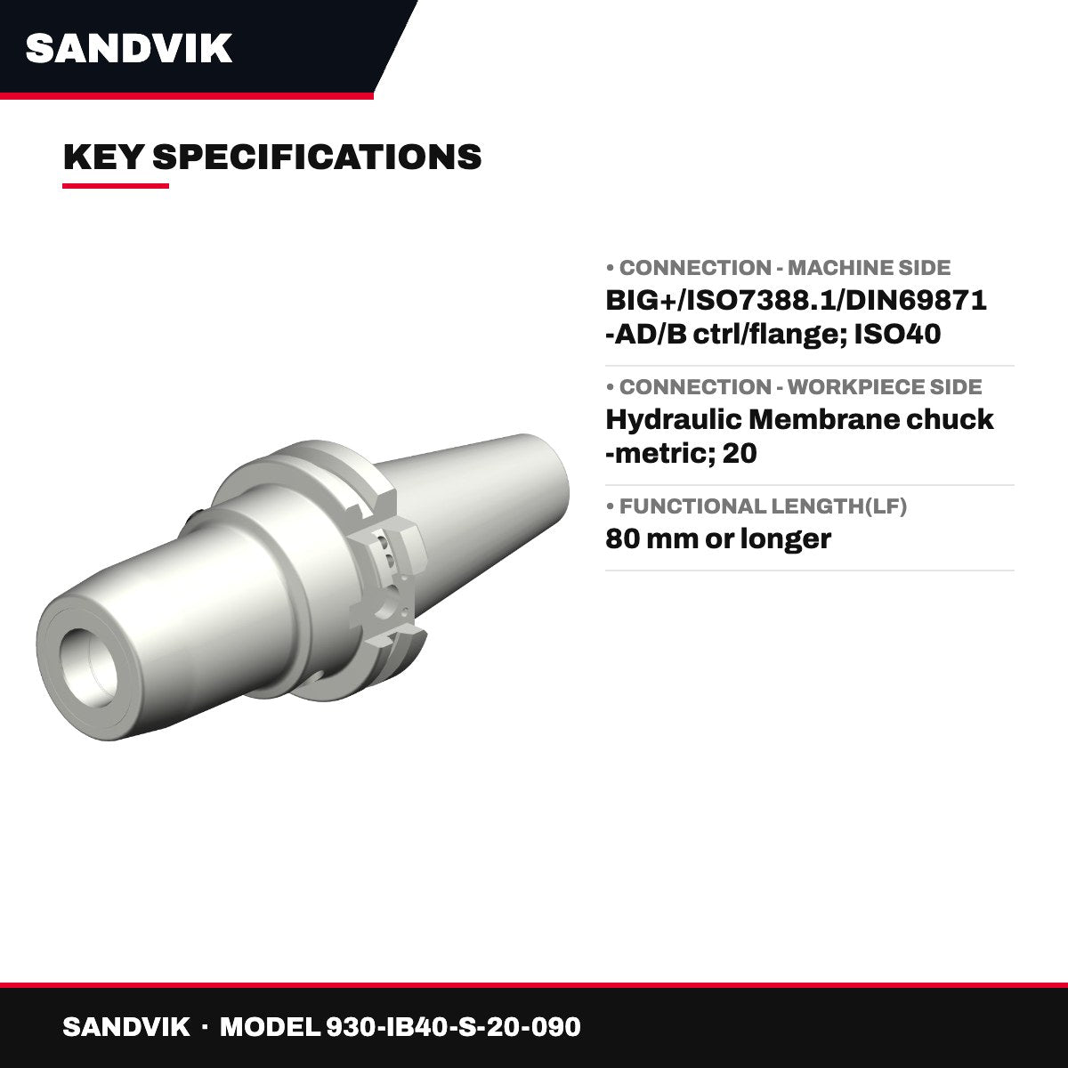 Sandvik 930-IB40-S-20-090 – Big-Plus Iso To Corochuck® 930