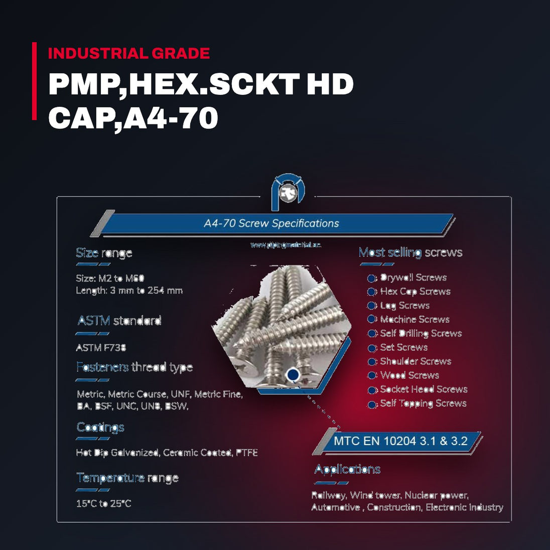 Scr-Oem Part – Pmp,Hex.Sckt Hd Cap,A4-70