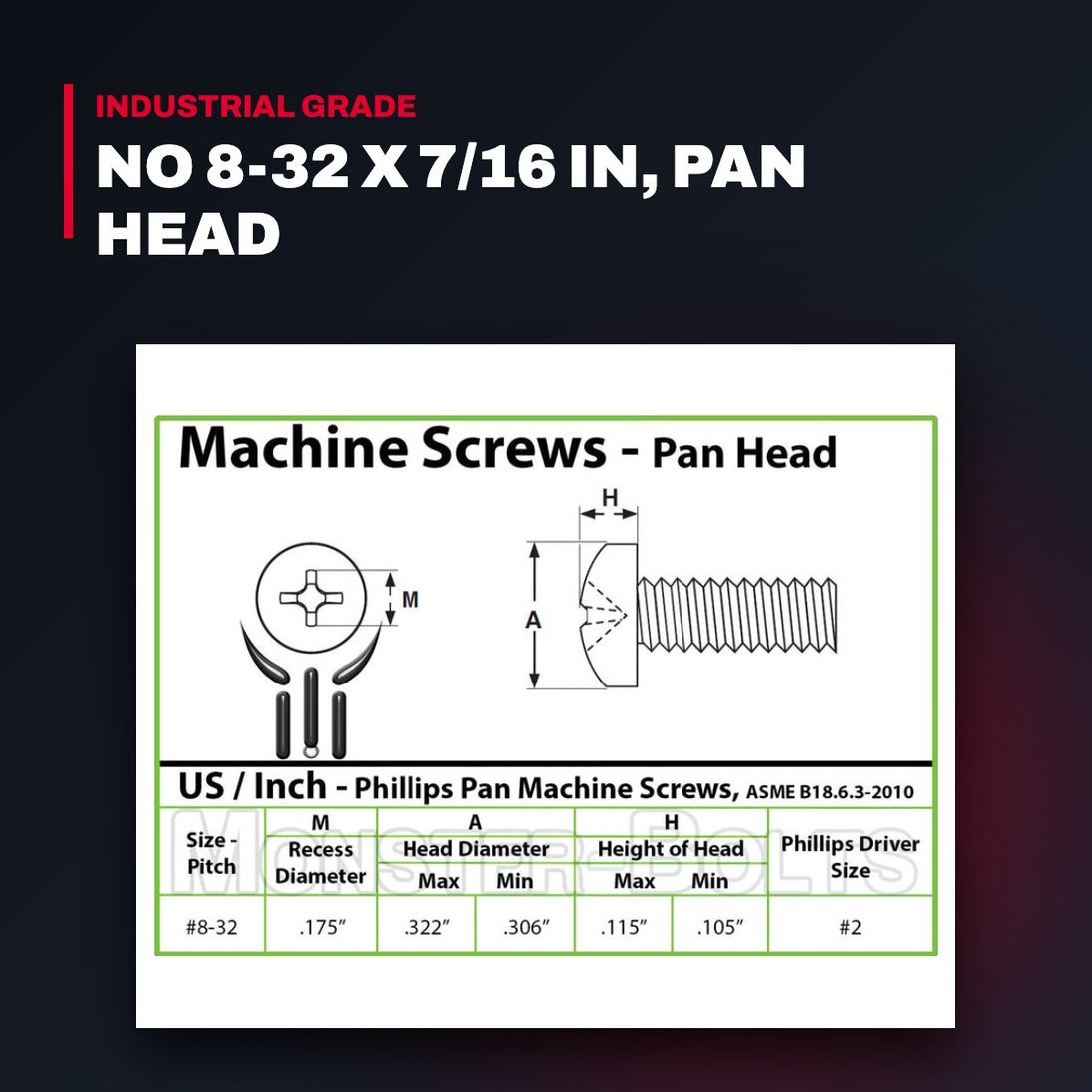 Screw Machine – No 8-32 X 7/16 In, Pan Head