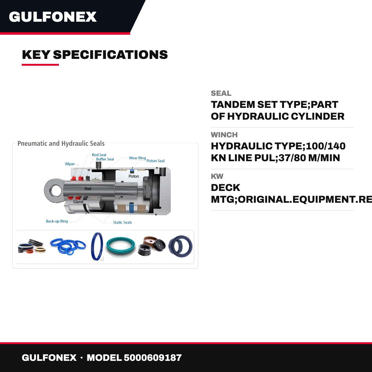 Seal – Tandem Set Type, Part Of Hydraulic Cylinder Assembly