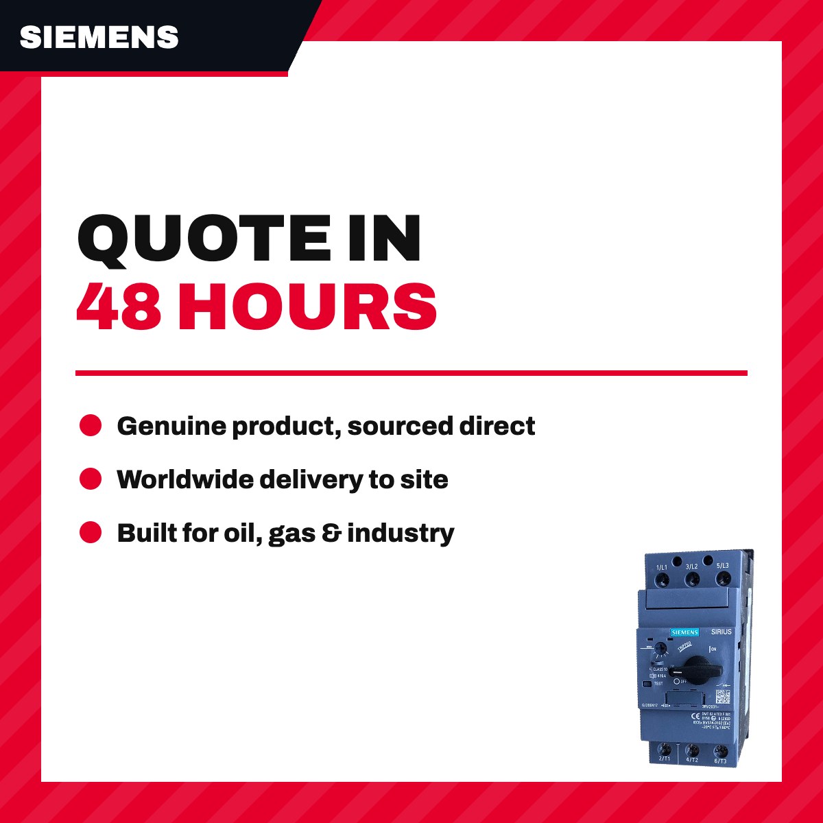Siemens 3RV2031-4JA10 – Protector Motor Circuit – 45-63 A Trip, 63 A