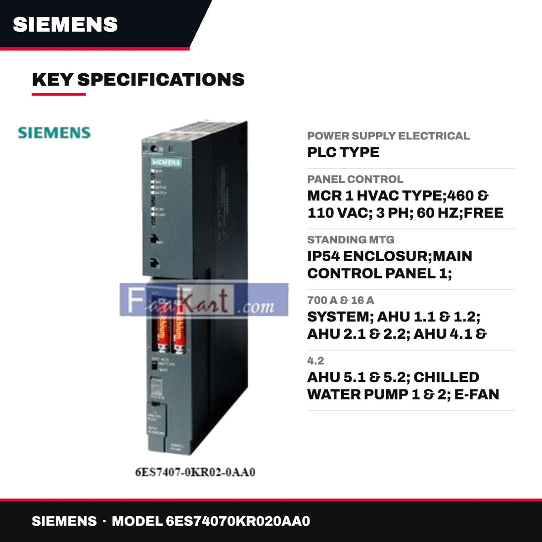 Siemens 6ES74070KR020AA0 – Power Supply Electrical – Plc Type