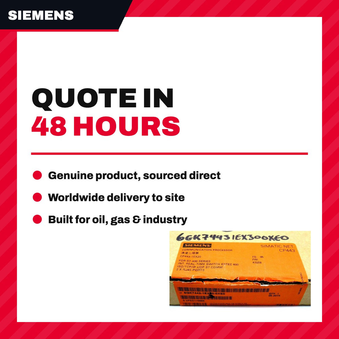 Siemens 6GK74431EX300XE0 – 460 & 110 Vac – 3 Ph, 60 Hz