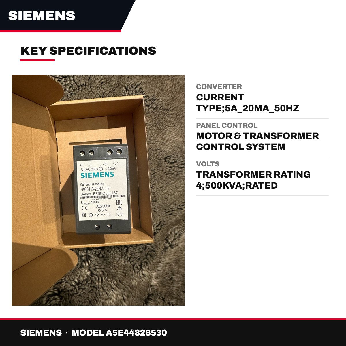 Siemens A5E44828530 – Converter – Current Type, 5A_20Ma_50Hz Supply