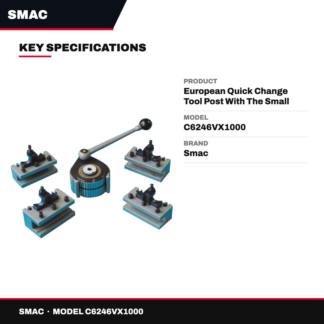 Smac C6246VX1000 – European Quick Change Tool Post With The Small Pallet Assembly For C6246Vx1000 Smac Lathe Machine
