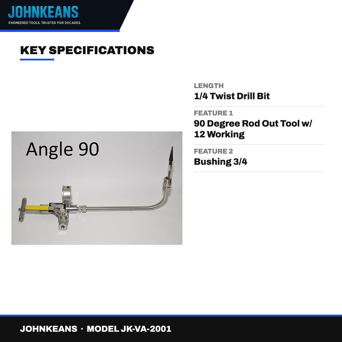 Johnkeans JK-VA-2001 – Bleeder Cleaner / Rod-Out Tool 90°, 12"