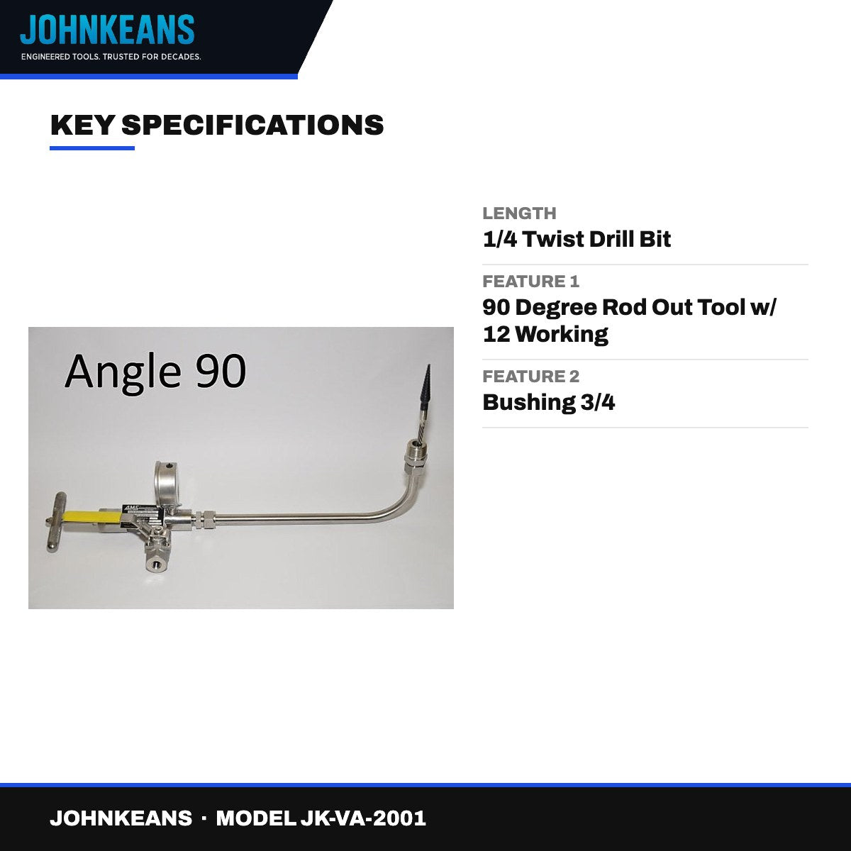 Johnkeans JK-VA-2001 – Bleeder Cleaner / Rod-Out Tool 90°, 12"