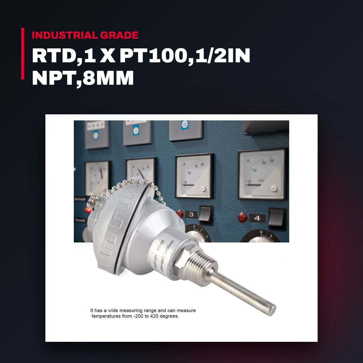 Snsr-Temp – Rtd,1 X Pt100,1/2In Npt,8Mm