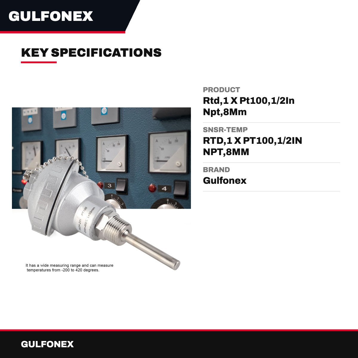 Snsr-Temp – Rtd,1 X Pt100,1/2In Npt,8Mm