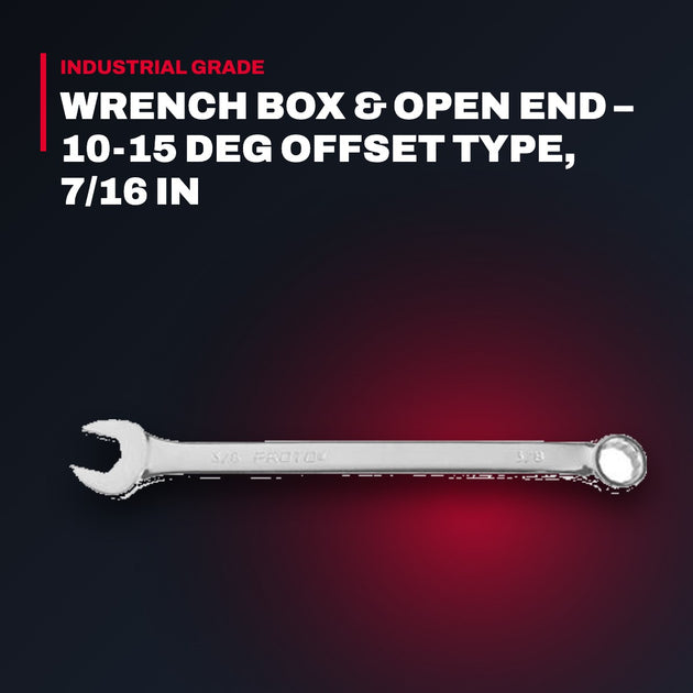 Stanley 1214 – Wrench Box & Open End – 10-15 Deg Offset Type, 7/16 In