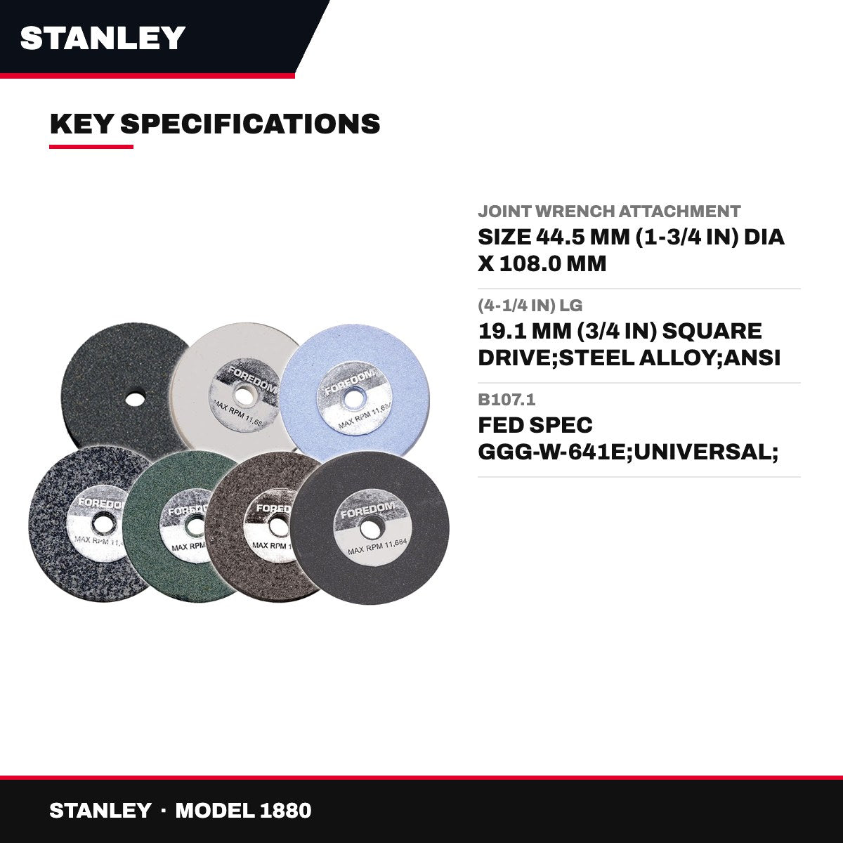 Stanley 1880 – Joint Wrench Attachment – Size 44.5 Mm (1-3/4 In) Dia X 108.0 Mm