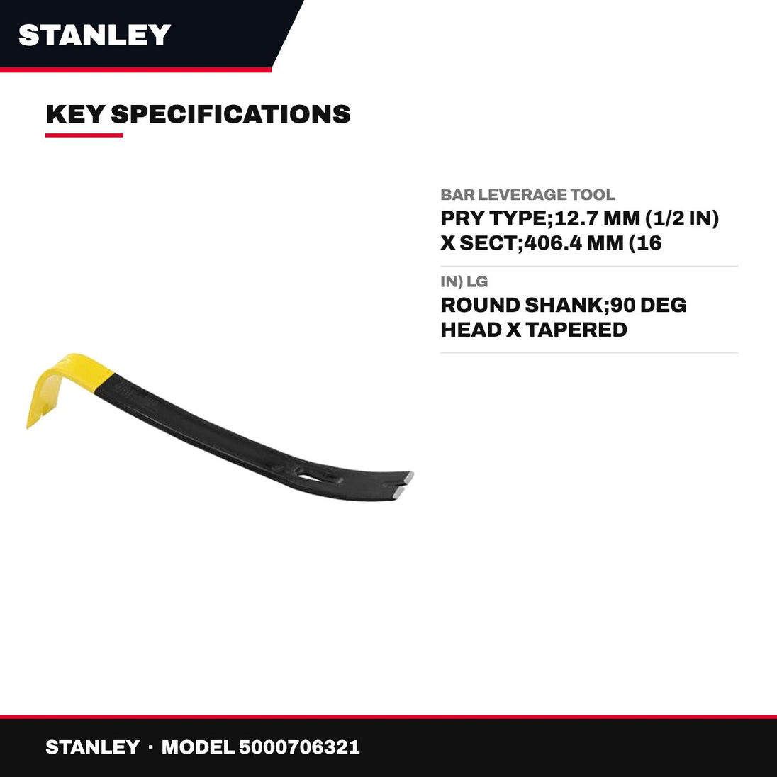 Stanley – Pry Bar Leverage Tool, 12.7 mm (1/2 in) X Sect