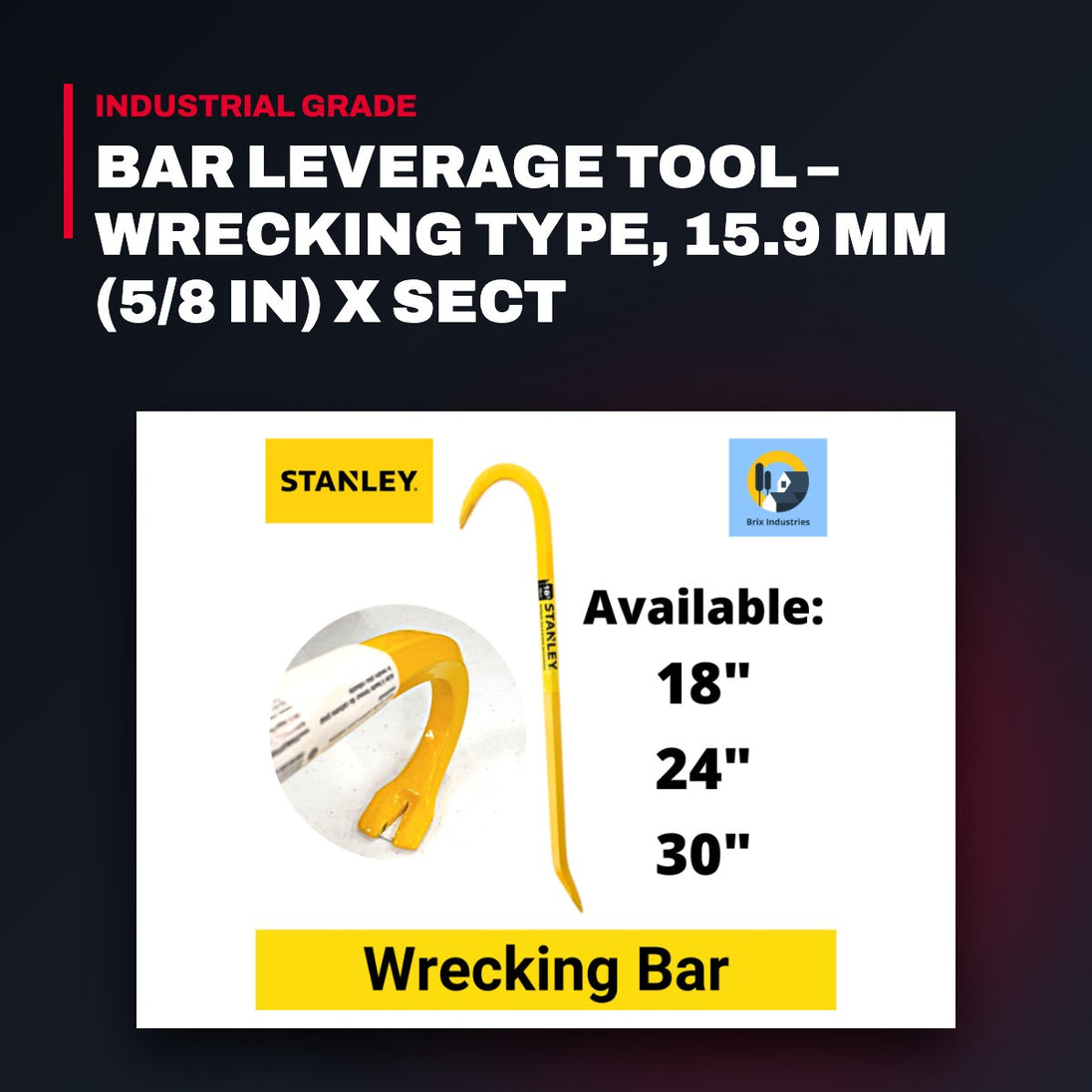 Stanley – Wrecking Bar Leverage Tool, 15.9 mm (5/8 in) X Sect
