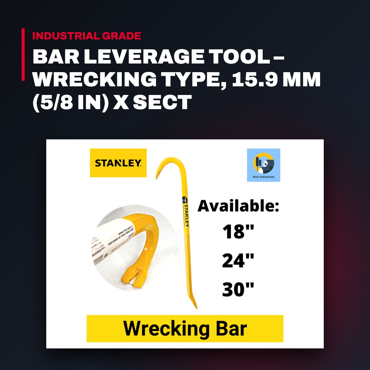 Stanley – Wrecking Bar Leverage Tool, 15.9 mm (5/8 in) X Sect
