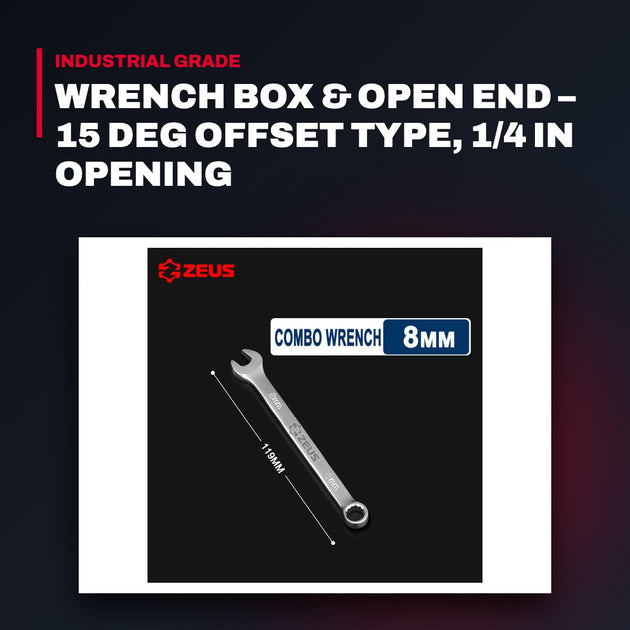 Stanley 5000822626 – Wrench Box & Open End – 15 Deg Offset Type, 1/4 In Opening