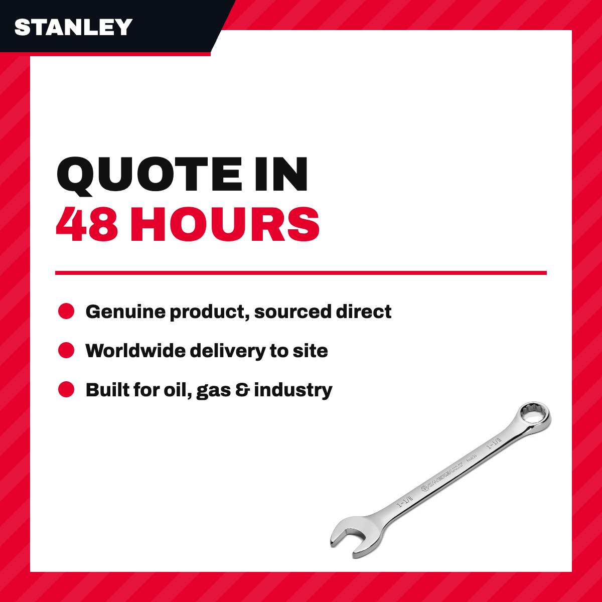 Stanley 86-845 – Wrench Box & Open End – 10-15 Deg Offset Type, 1-1/8 In