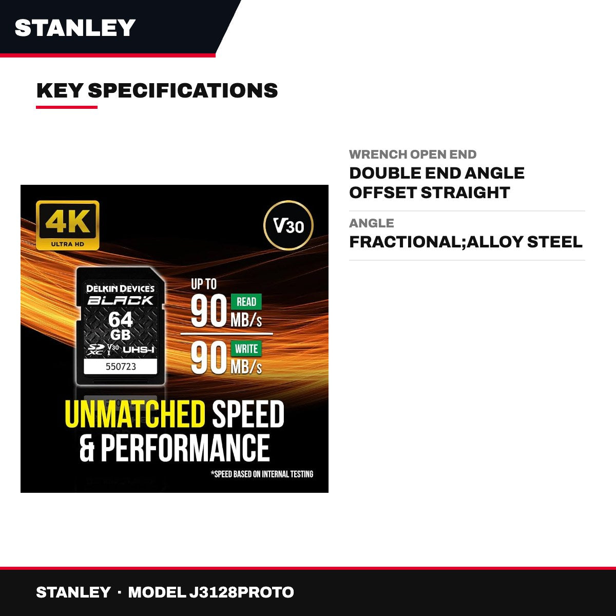 Stanley J3128PROTO – Wrench Open End – Double End Angle Offset Straight Handle