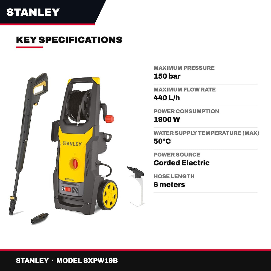Stanley SXPW19B – Cold Water High Pressure Washer