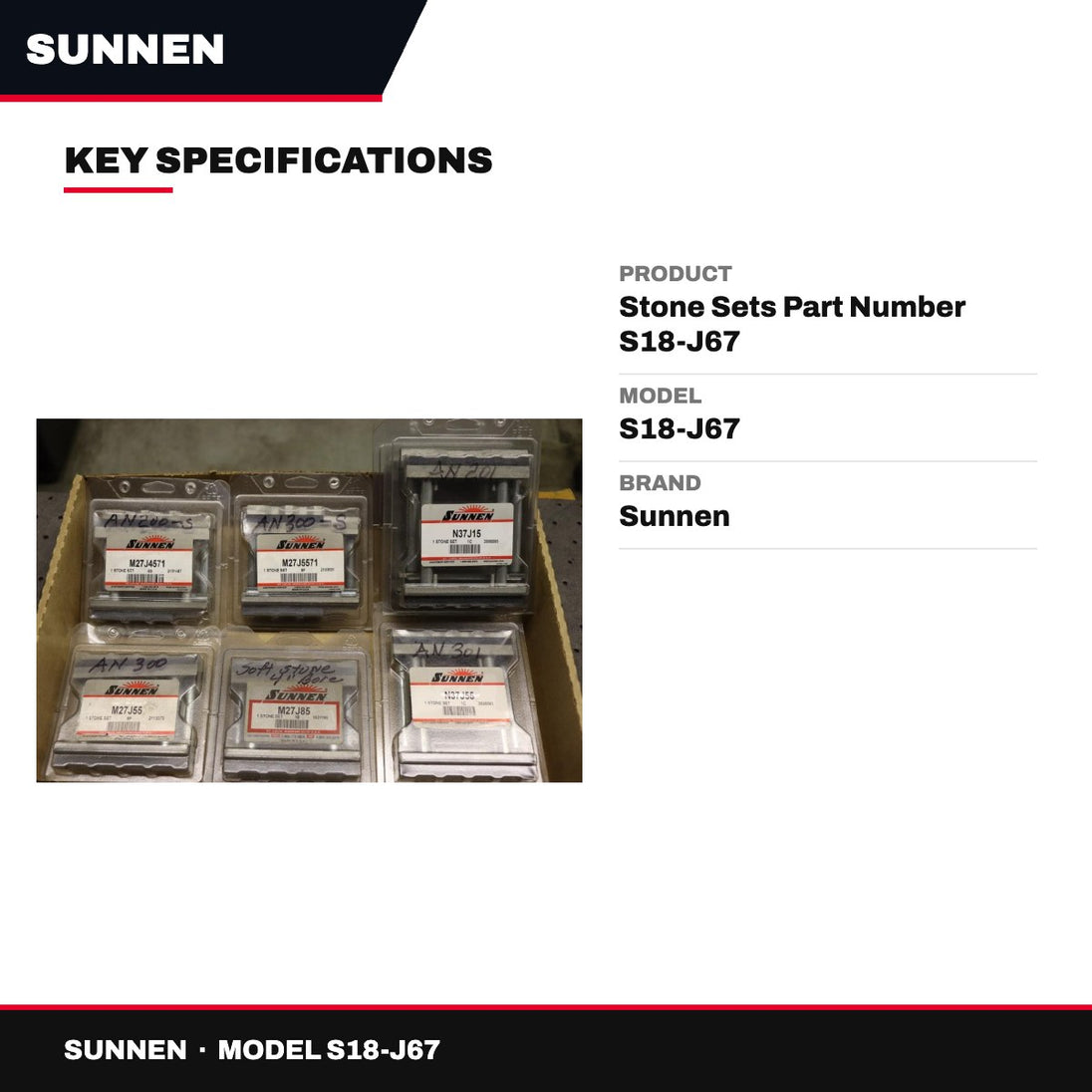 Sunnen S18-J67 – Stone Sets Part Number S18-J67