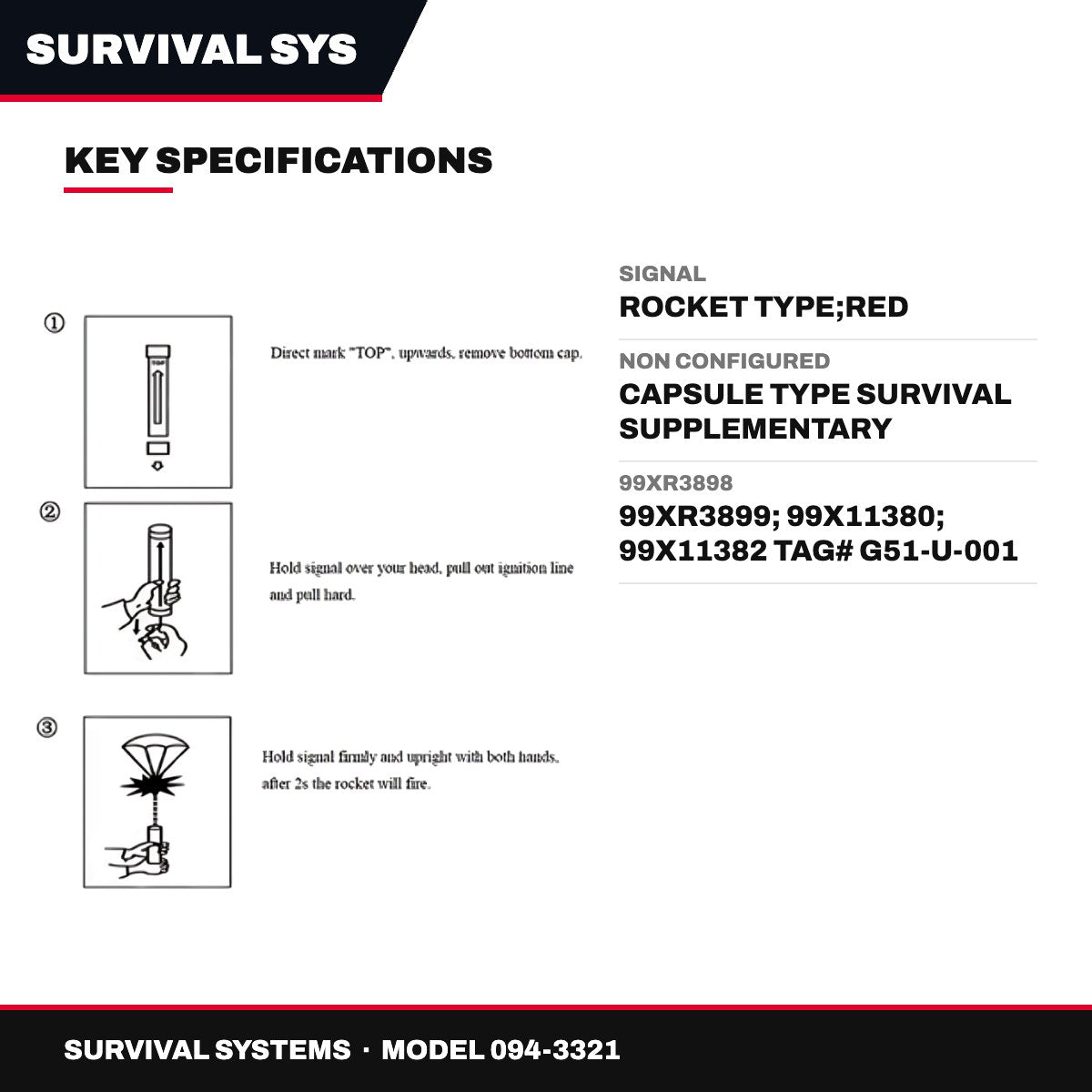 Survival Systems 094-3321 – Signal – Rocket Type, Red
