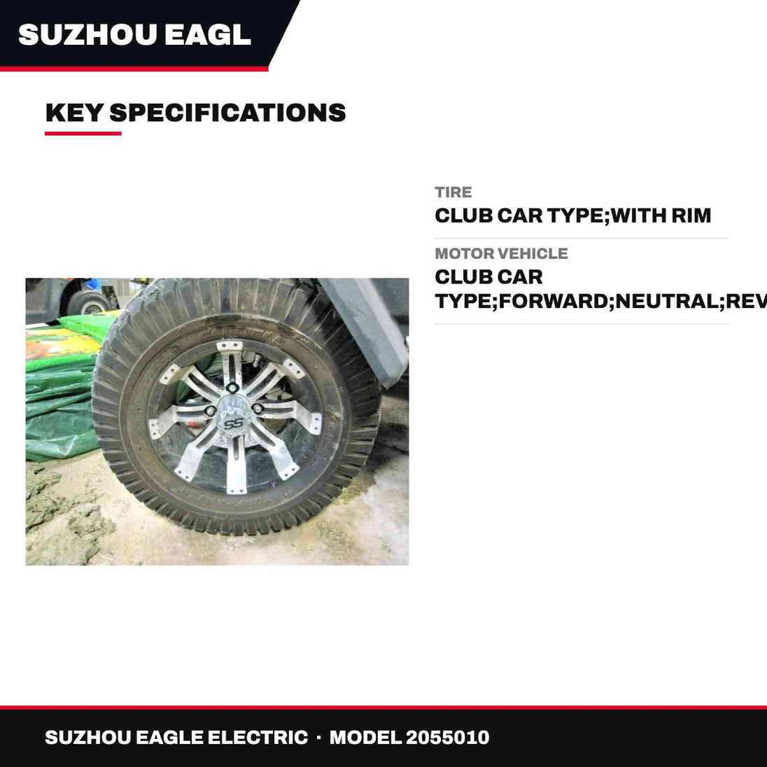 Suzhou Eagle Electric 2055010 – Tire – Club Car Type, With Rim